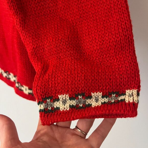 Vintage 1980s Dirdalstrikk of Norway Red Wool Cardigan Sweater EU Size 46 - Picture 8 of 10